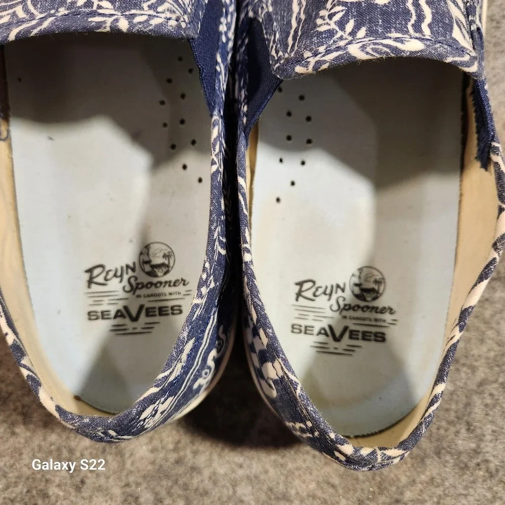 Reyn Spooner Shoes Mens Size 12‎ Blue White Baja Slip On Lahaina Sailor Hawaiian